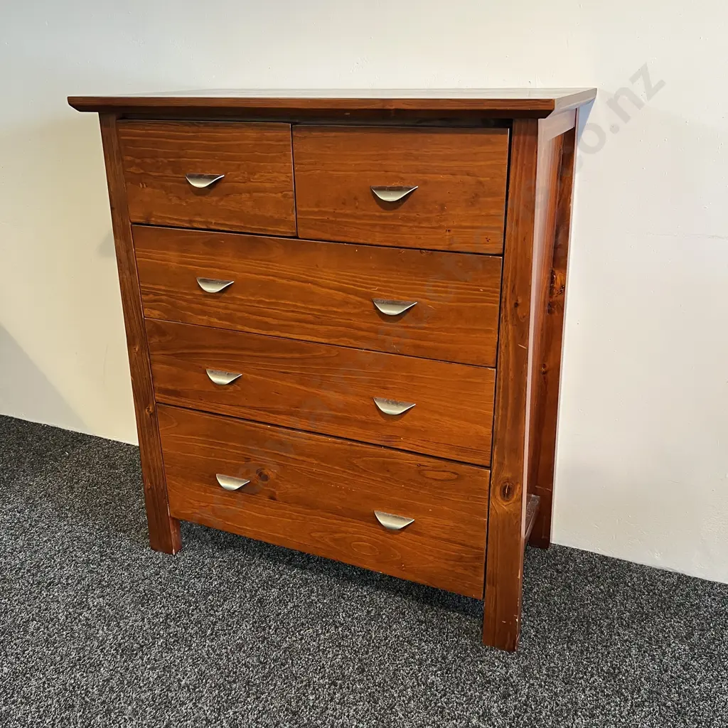 Solid Wood 5 Drawer Tall Boy Image 1++