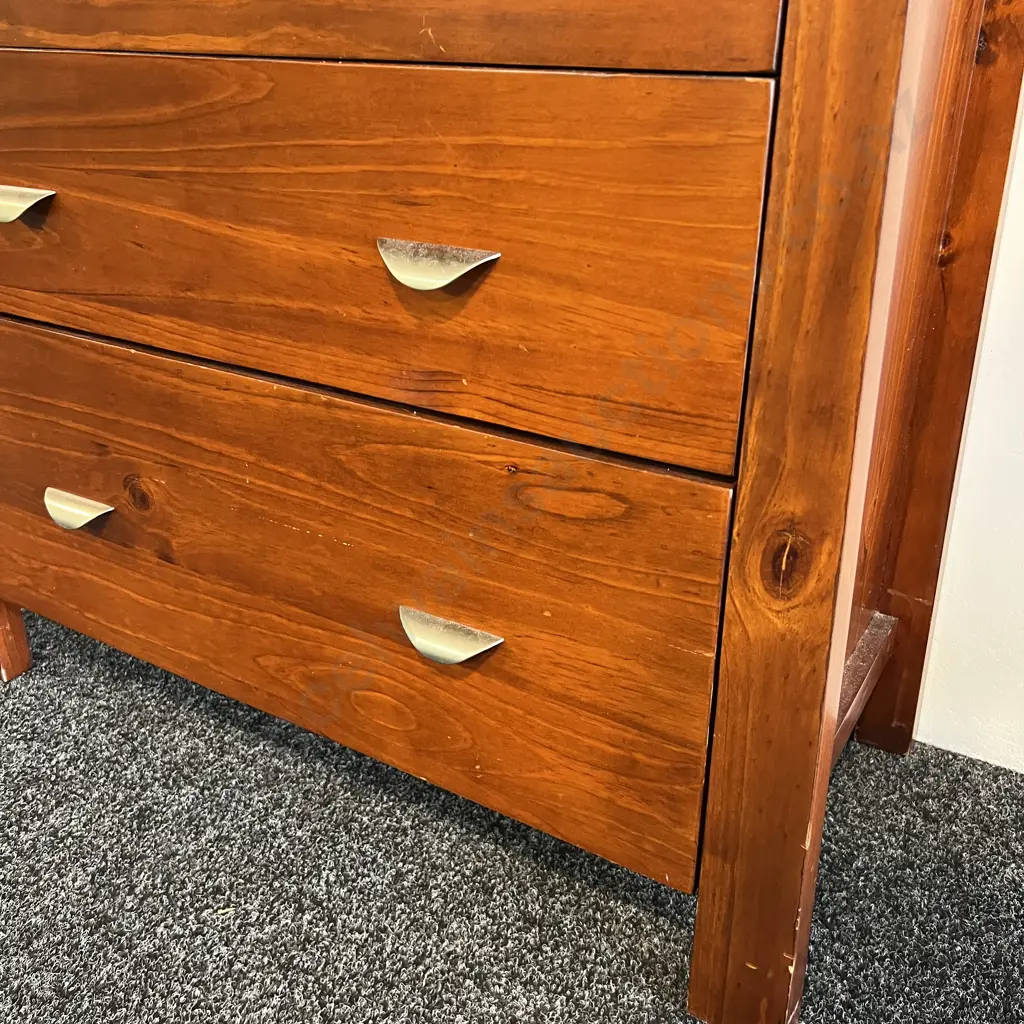 Solid Wood 5 Drawer Tall Boy Image 1++