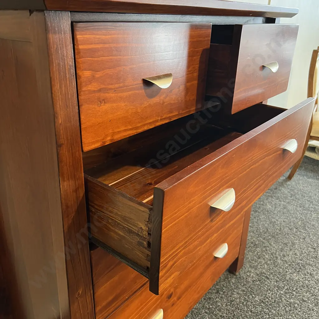 Solid Wood 5 Drawer Tall Boy Image 1++
