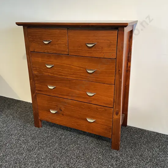 Solid Wood 5 Drawer Tall Boy