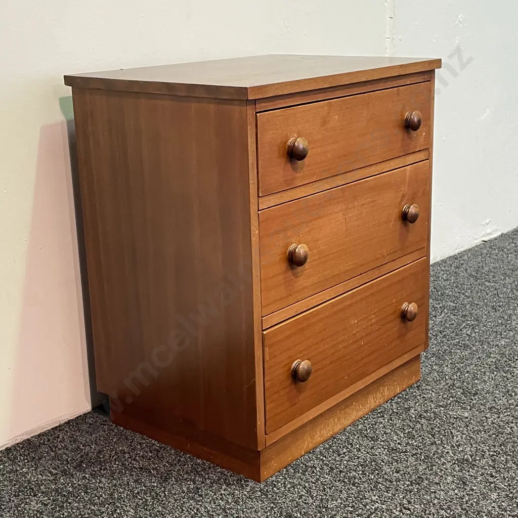 Vintage Solid Wood 3 drawer chest, H72 W61 D47cm Image 1++