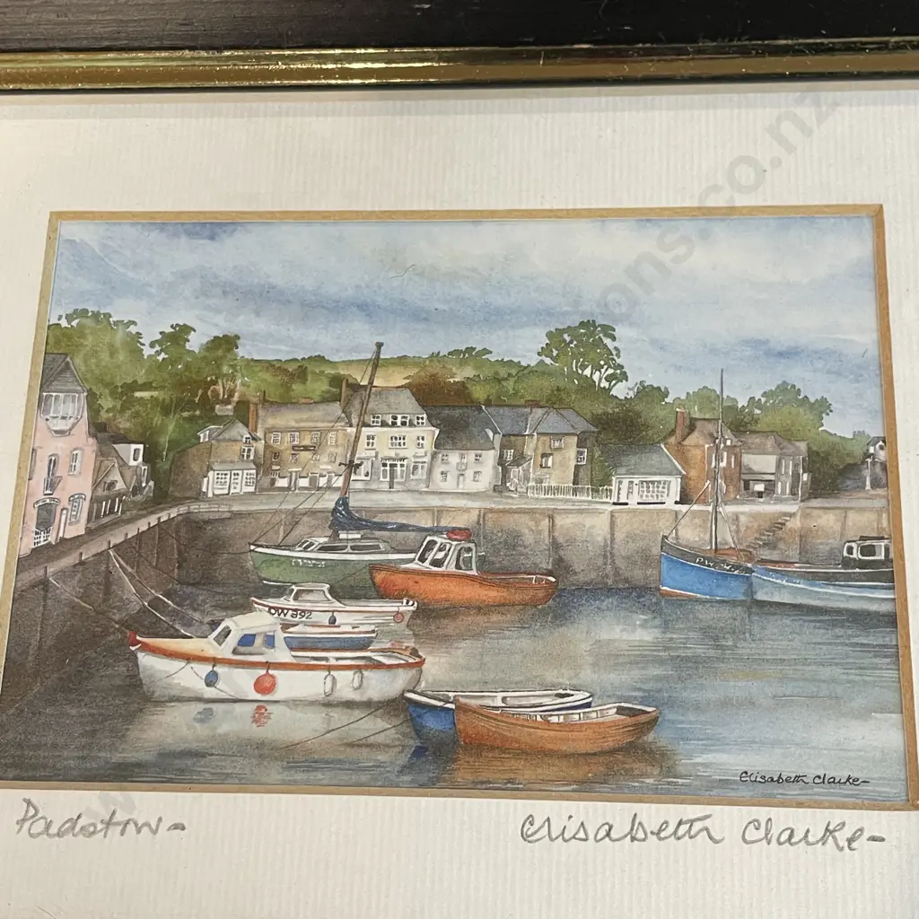 Trio of Framed Original Artworks signed Elisabeth Clarke. Harbour Scenes. 23.5 x 18.5cm Image 1++