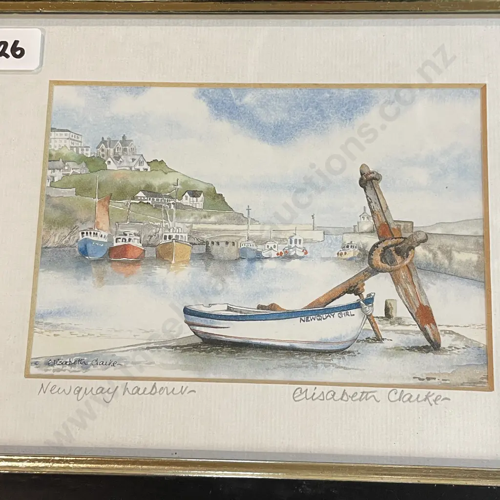 Trio of Framed Original Artworks signed Elisabeth Clarke. Harbour Scenes. 23.5 x 18.5cm Image 1++