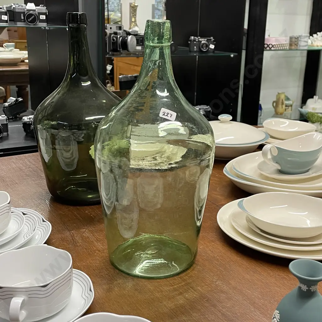 Vintage Glass 'Bonbonne' , Circa 20th Century, Hand Blown Light Green Glass, 37 x 19cm Image 1++