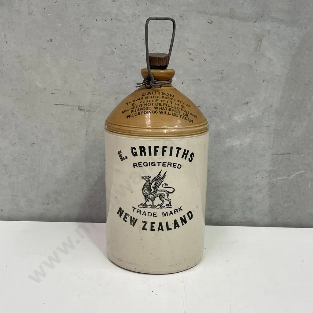 Vintage E Griffiths Stoneware Bottle H36cm Image 1++