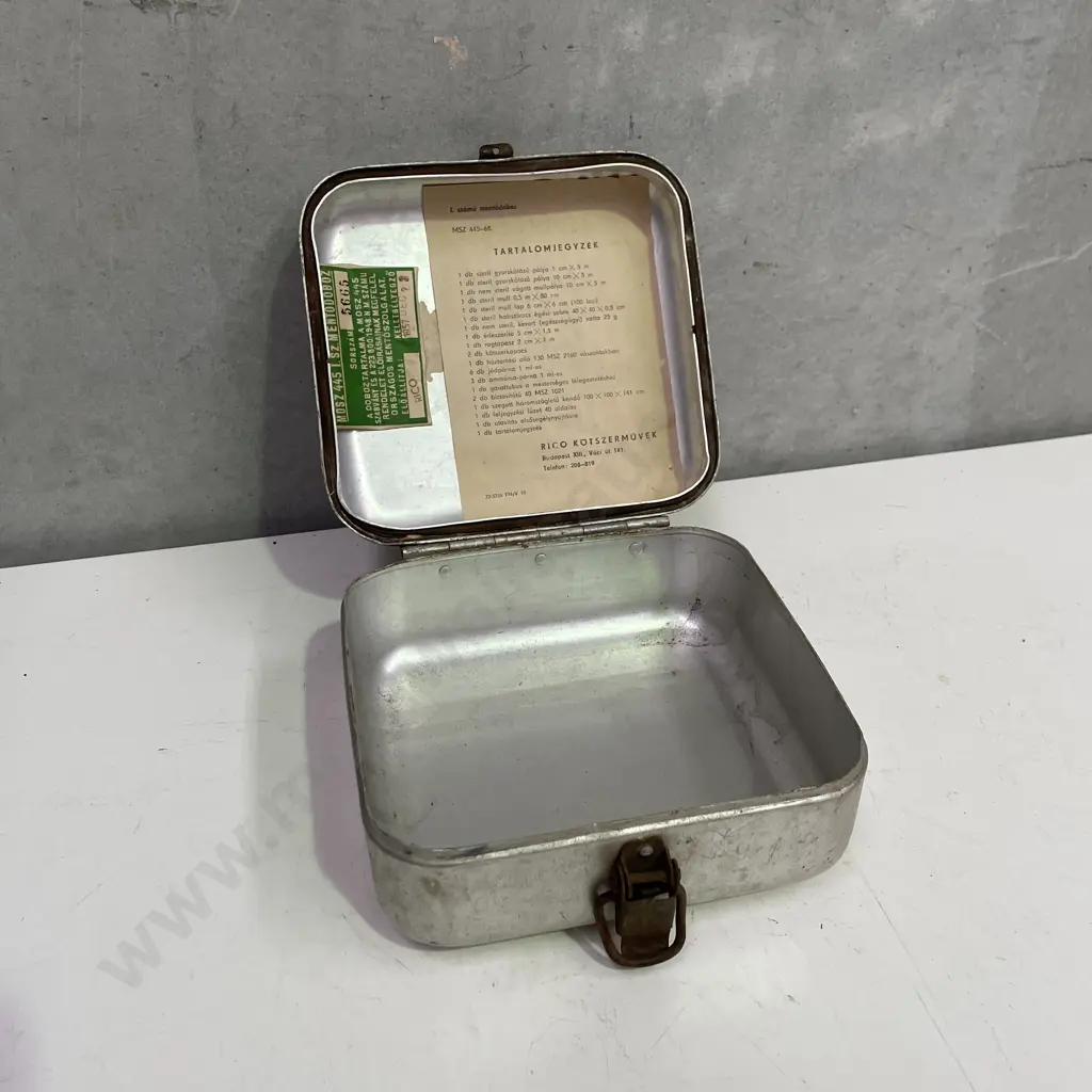 Vintage Metal First Aid Box, European Made, Circa 1960s, H8 W16 D16cm Image 1++