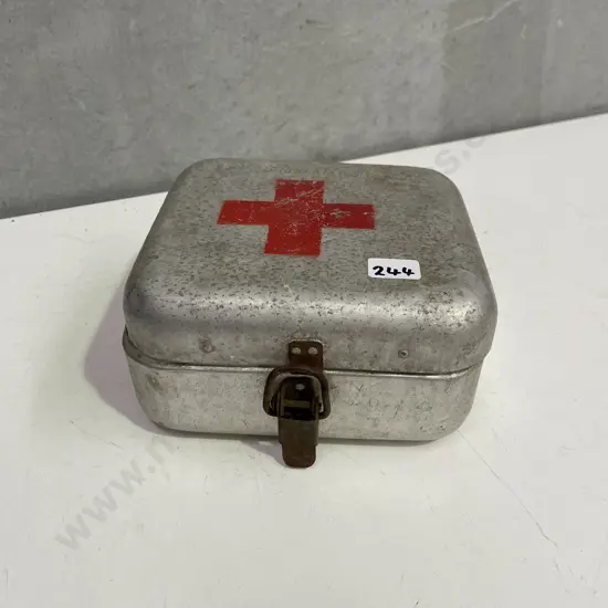 Vintage Metal First Aid Box, European Made, Circa 1960s, H8 W16 D16cm