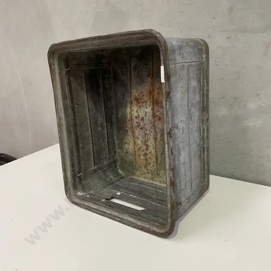 Vintage Metal Industrial Storage Bin, H22 W43 D35cm