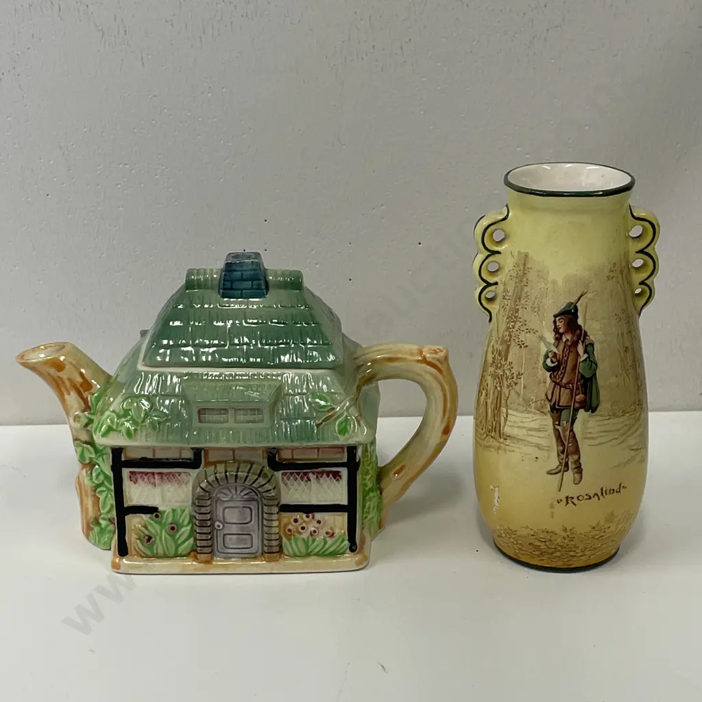 Royal Doulton Rosalind Vase H14cm with Cottage Teapot Image 1++