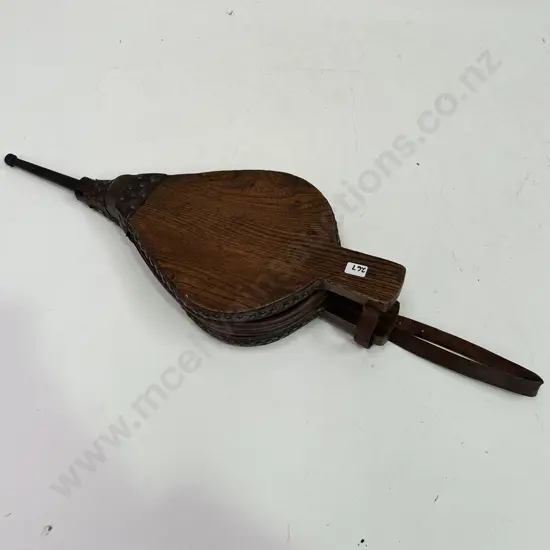 Antique Fire Bellows with leather and domed Detail