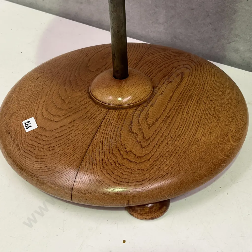 Beautiful Oak Round Dressing Table Mirror. Bevelled Edge. Base Dia34 H56 Mirrored Dia 36cm Image 1++