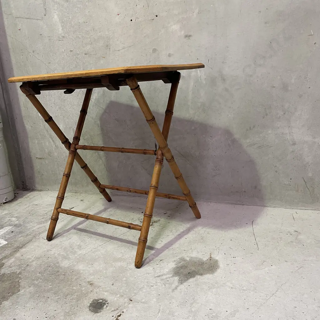 French Style Folding Table, Cane Base Kauri? Top Image 1++