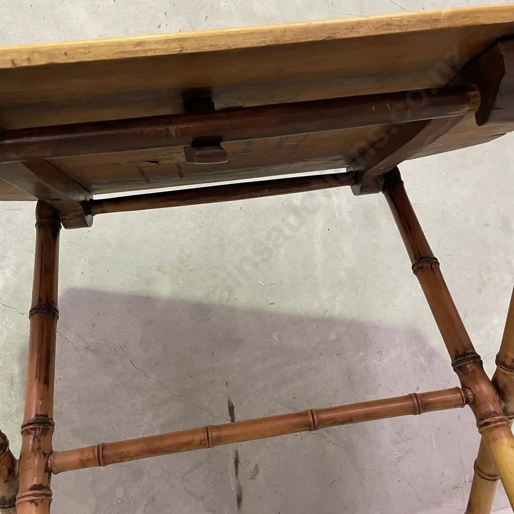 French Style Folding Table, Cane Base Kauri? Top Image 1++