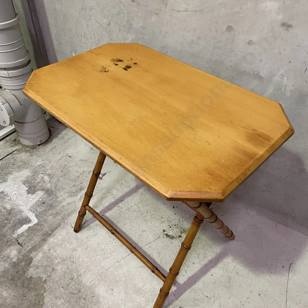 French Style Folding Table, Cane Base Kauri? Top Image 1++