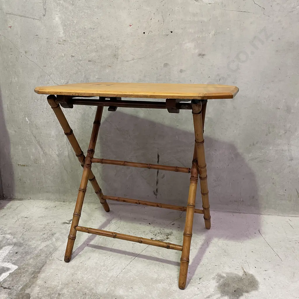 French Style Folding Table, Cane Base Kauri? Top Image 1++