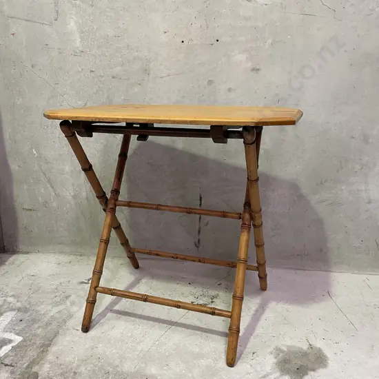 French Style Folding Table, Cane Base Kauri? Top