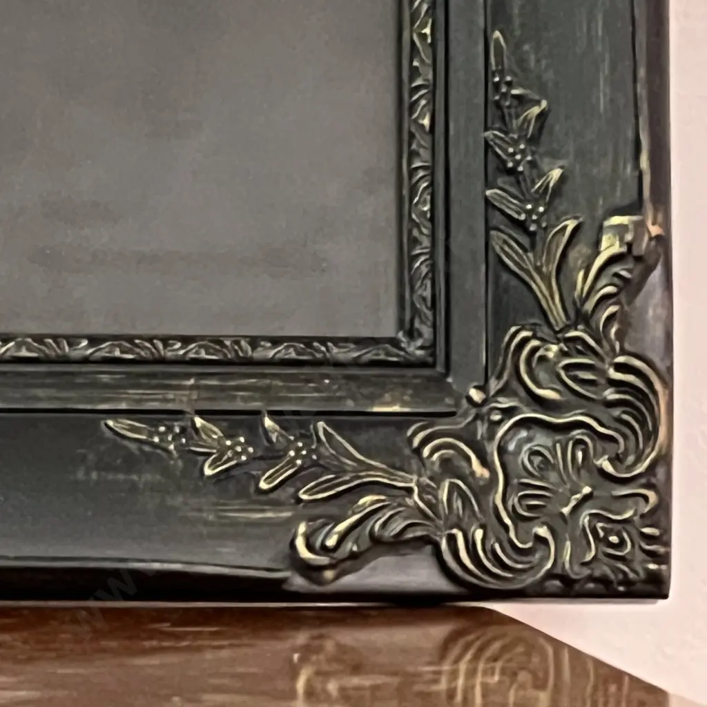 Ornate Black Frame with Carved Corners and Glass Protector. 51 x 62cm Image 1++