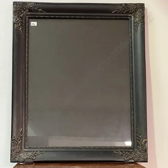 Ornate Black Frame with Carved Corners and Glass Protector. 51 x 62cm