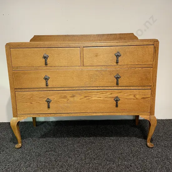 Vintage Solid Oak 4 Drawer Dresser. H90 W110 D45cm
