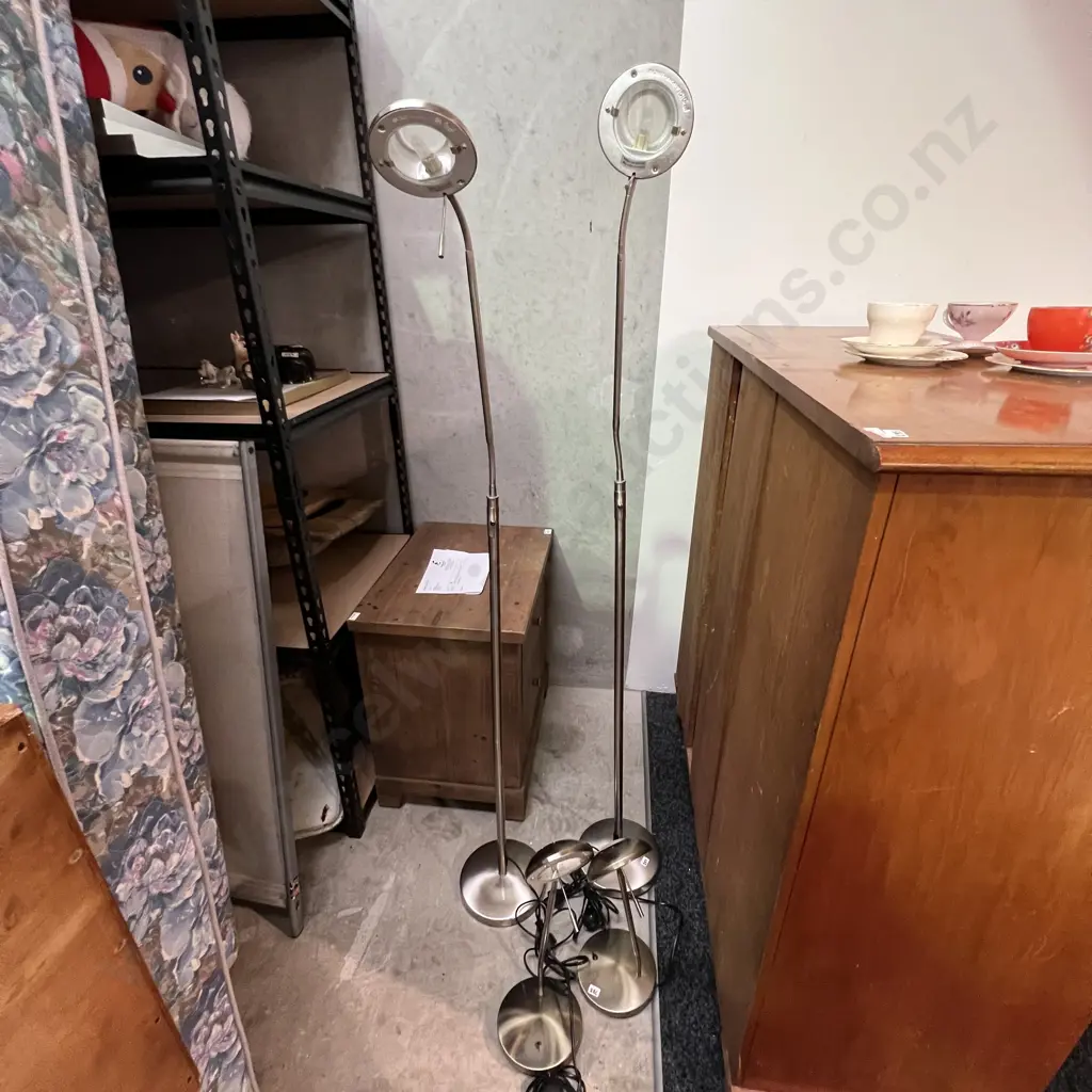 Pair of Modernist Adjustable Floor Standing Lamps with Pair of Modernist Bronze Adjustable Table Lamps Image 1++