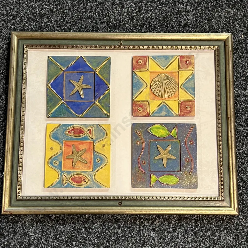 Framed Tile Artwork, Sea themed. 52 x 42cm UNSOLD DONATED Image 1++