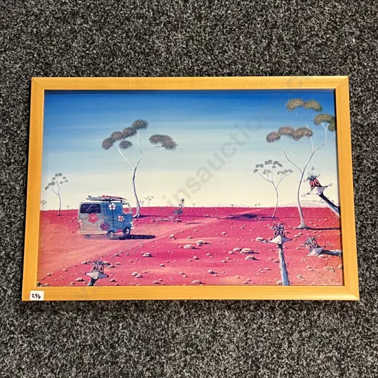 Framed Murray Drew "Beach or Bust" Limited Edition Print 160/300. 54 x 38cm