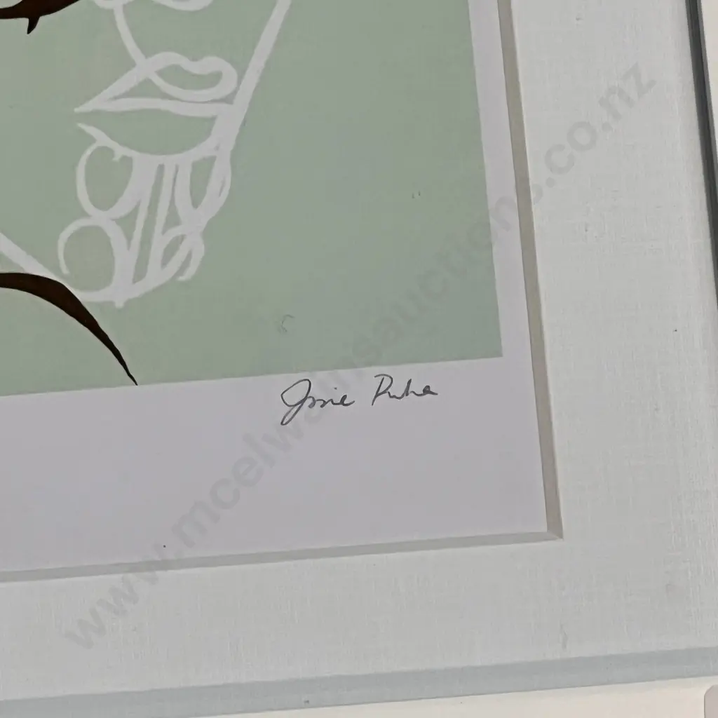 Two Framed Limited Edition Artworks: J. Giles 1/20 31.5 x 37cm and June Puha 40/50 30 x 38cm Image 1++
