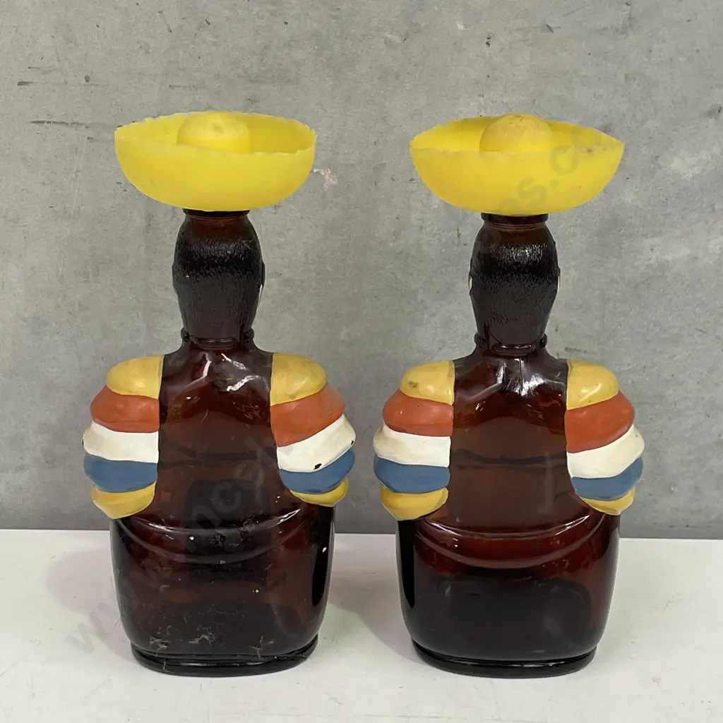 Vintage Pair of Old Oak Rum "Limbo Drummer" Decanters Image 1++