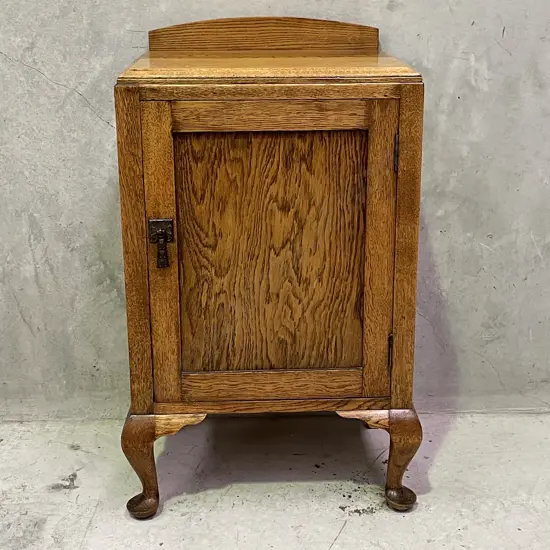 Vintage Solid Oak Single Door Bedside Cabinet