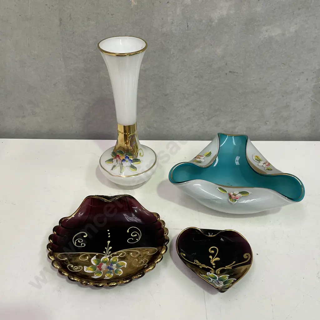Vintage Handpainted and Gilded Venetian Glass Items Image 1++