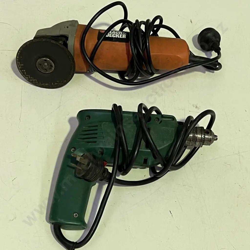 Ryobi Drill HD10V & Black and Decker Grinder KG900XE, both corded Image 1++