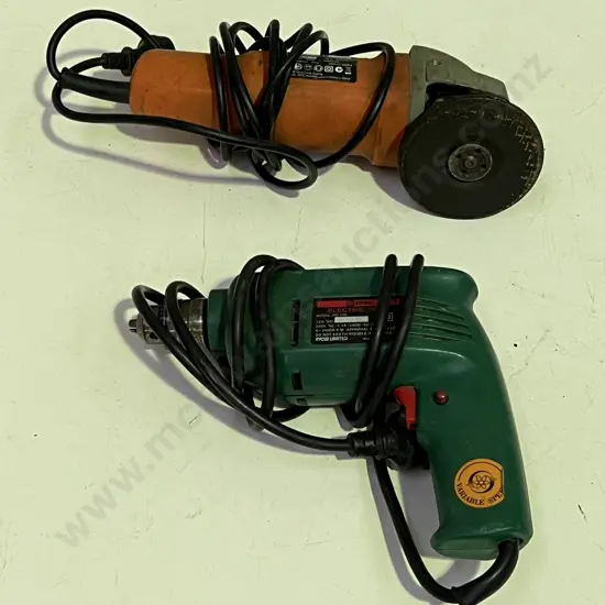 Ryobi Drill HD10V & Black and Decker Grinder KG900XE, both corded