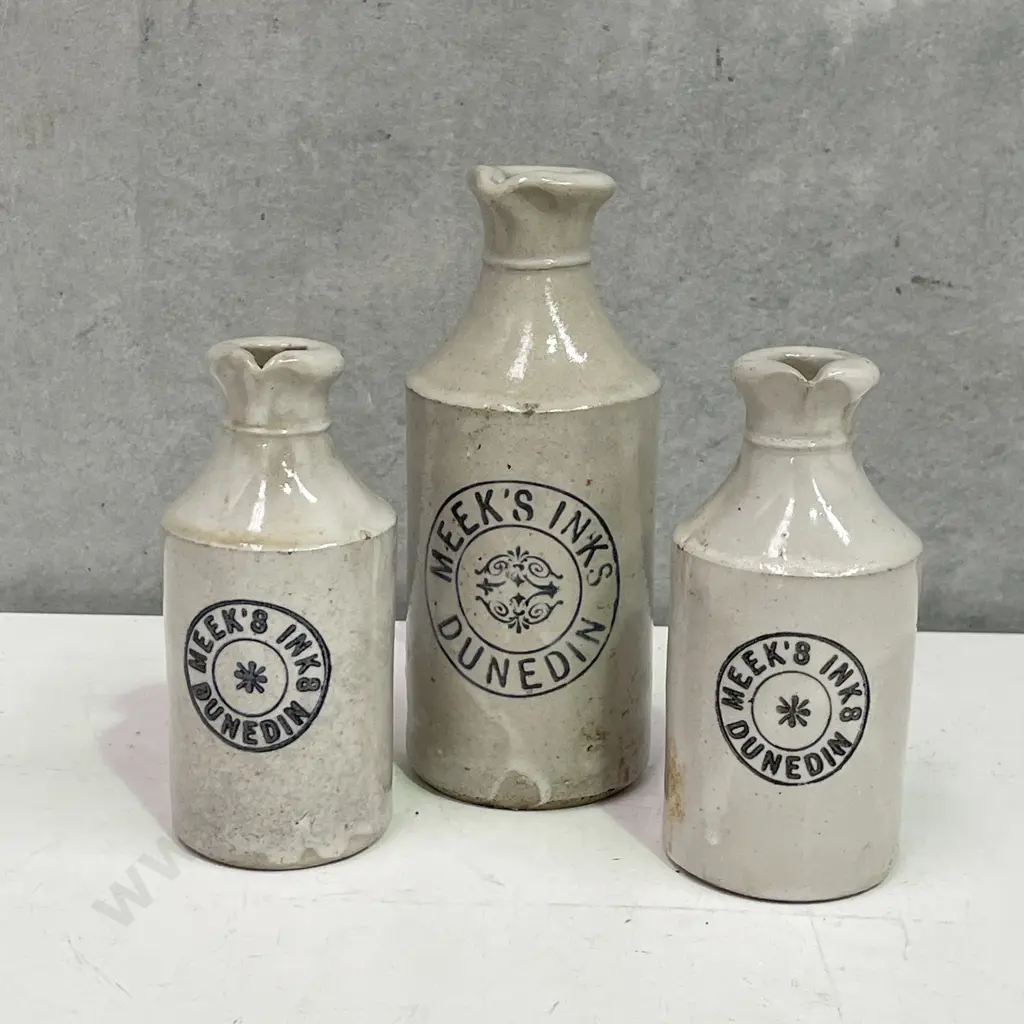 Meek's Ink Stoneware bottles x 3 Image 1++