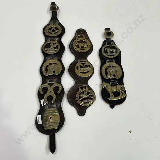 Vintage Horse Brass and Leather Straps