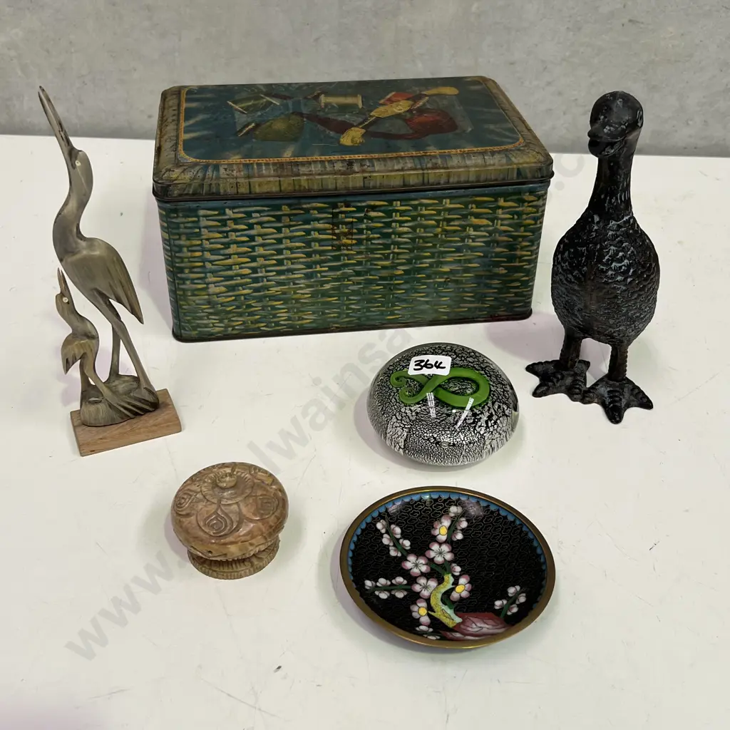 Vintage Collectable items including Bronze Duck, Cloisonne, Tin etc Image 1++