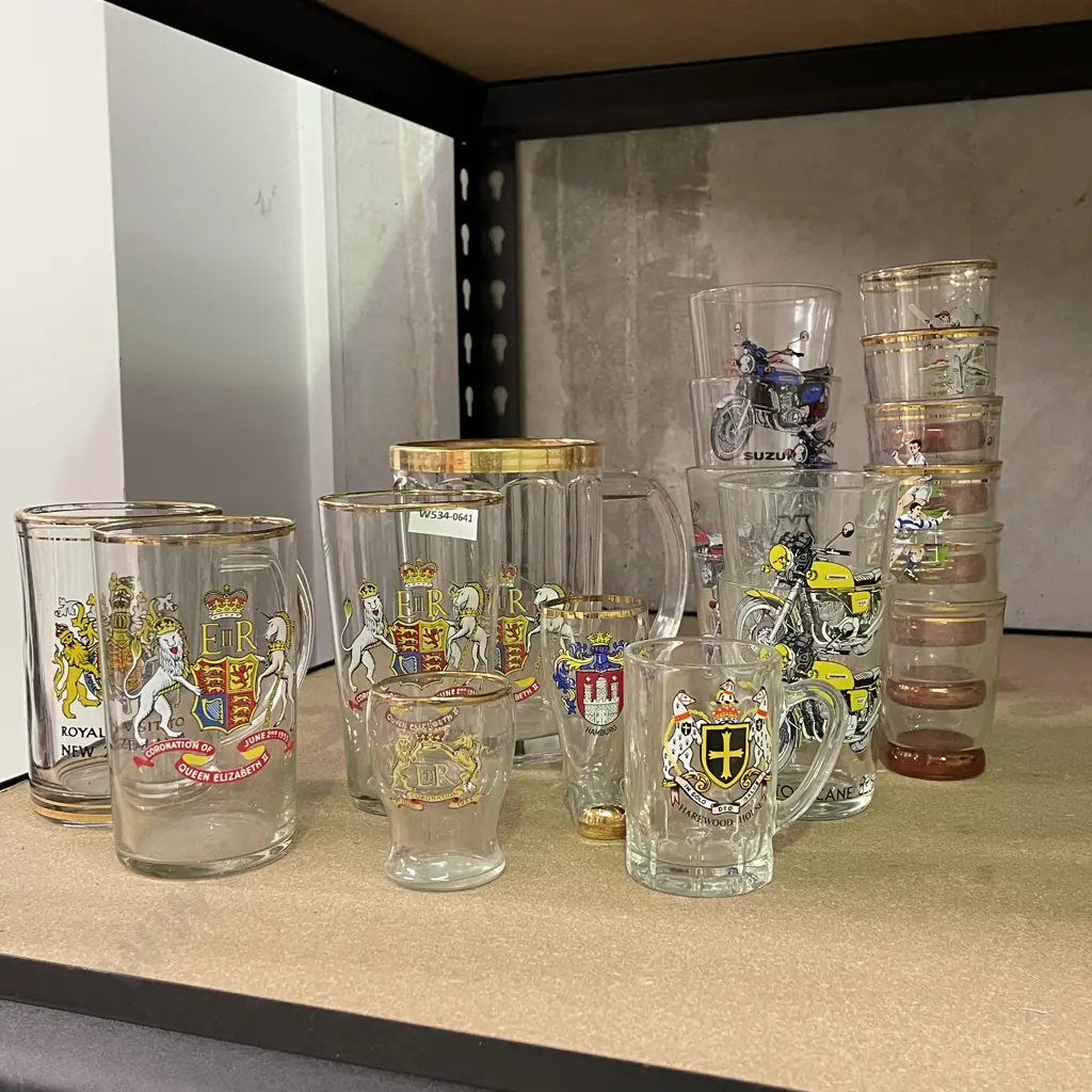 Assorted Vintage Glassware including Royalty, Sporting, Motorbikes, beer steins etc Image 1++