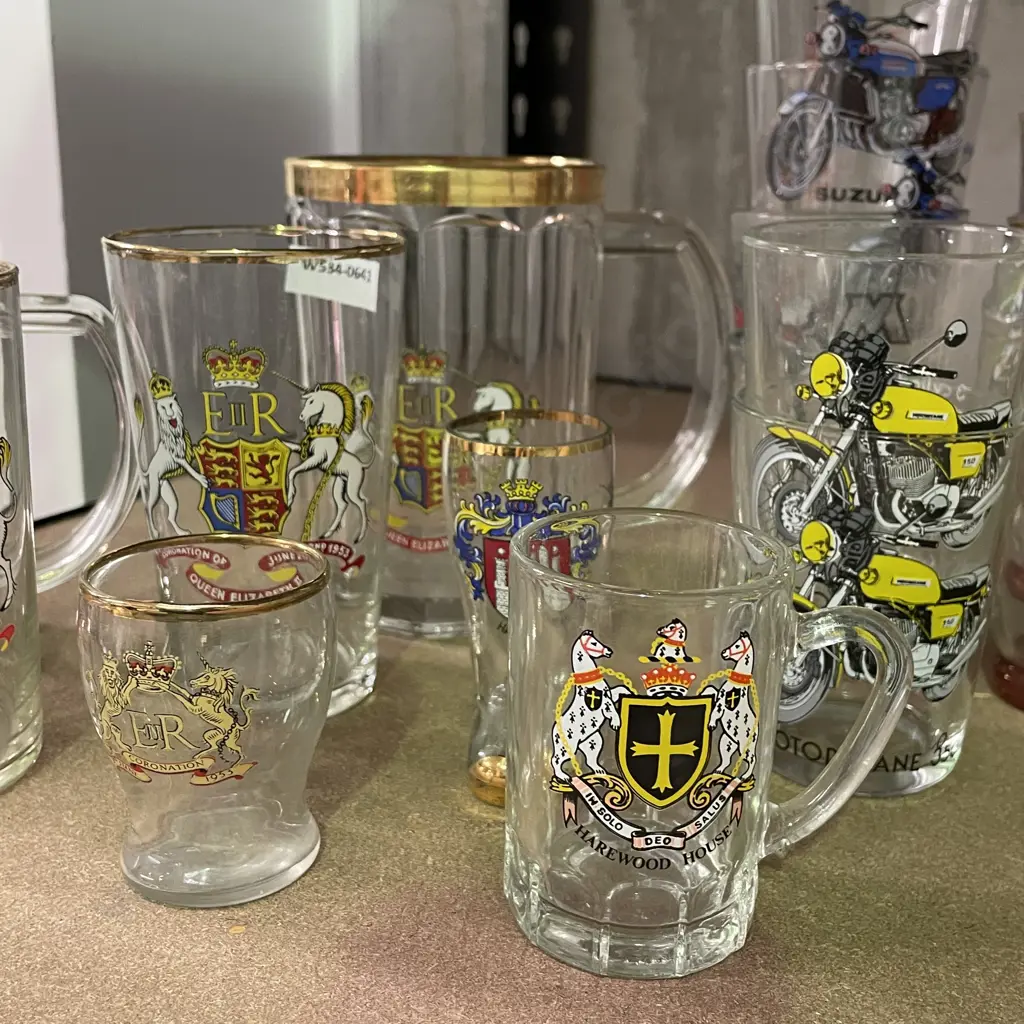 Assorted Vintage Glassware including Royalty, Sporting, Motorbikes, beer steins etc Image 1++