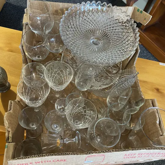 Box of Assorted Glassware