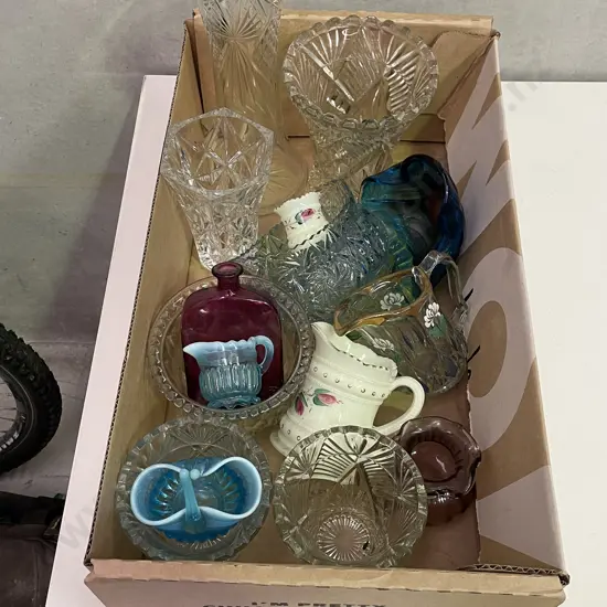 Box of Assorted Vintage Glassware
