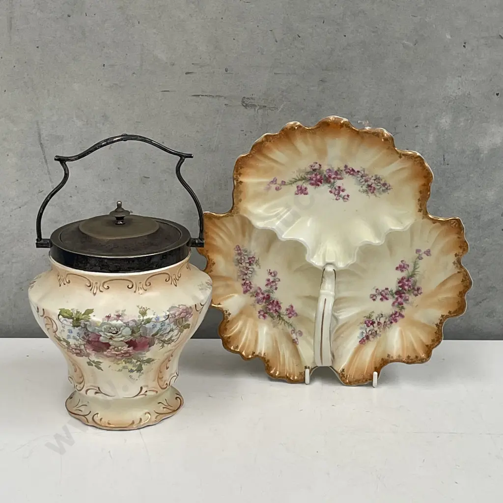 Royal Devon Blush Biscuit Barrel and divided serving dish Image 1++