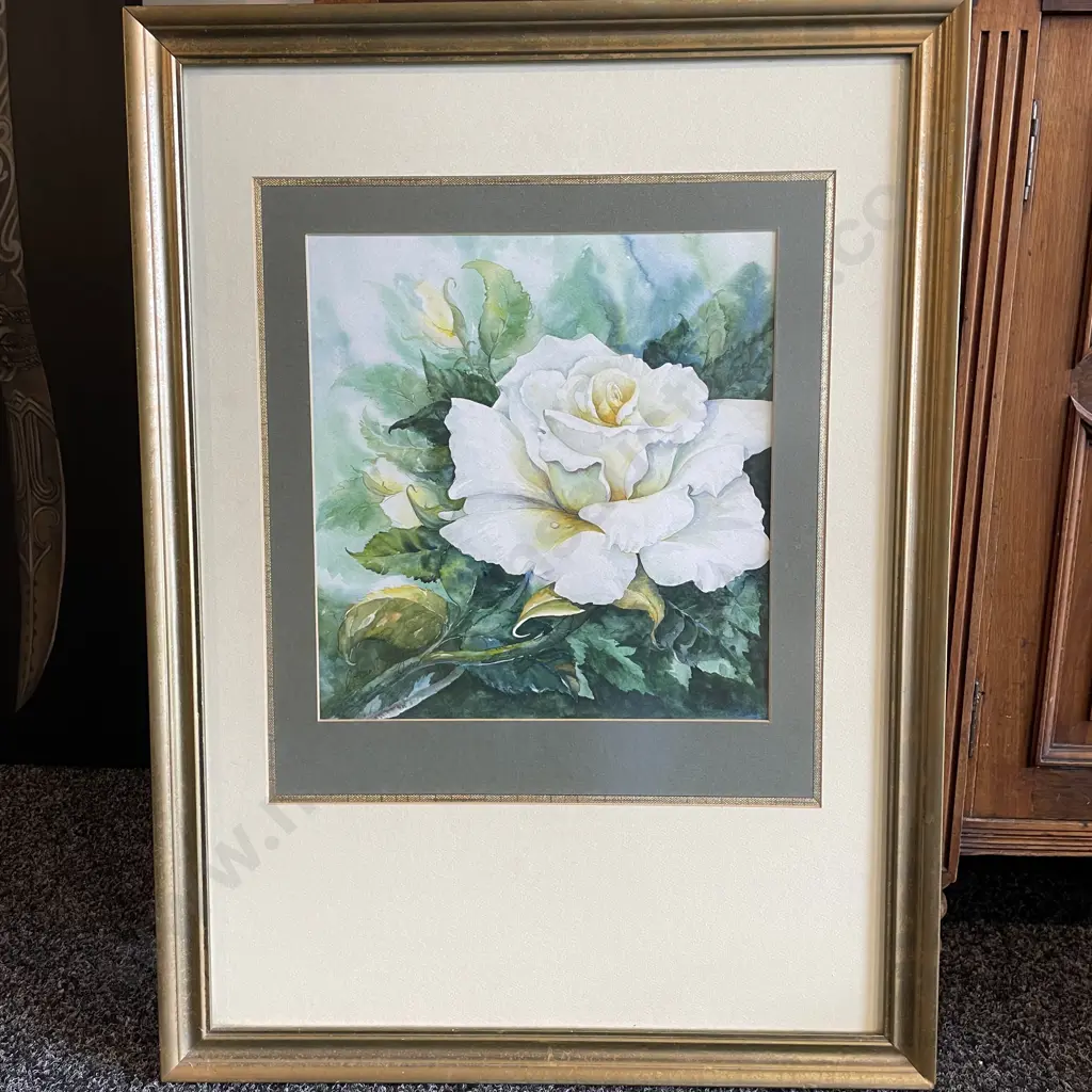 Large Framed and Signed Original Watercolour. Floral themed. 57 x 77cm Image 1++