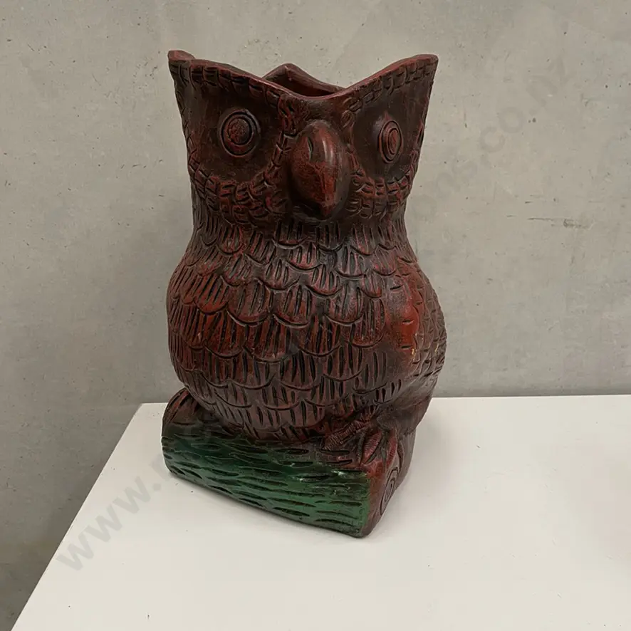 Large Hand Painted Terracotta Owl Plant Pot H42cm Image 1++