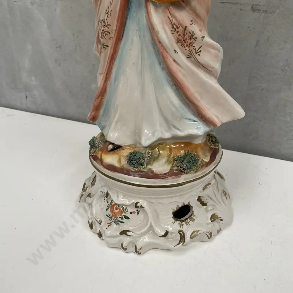 Vintage Continental Handpainted Ceramic Lady with Fan Figurine. H50cm Image 1++