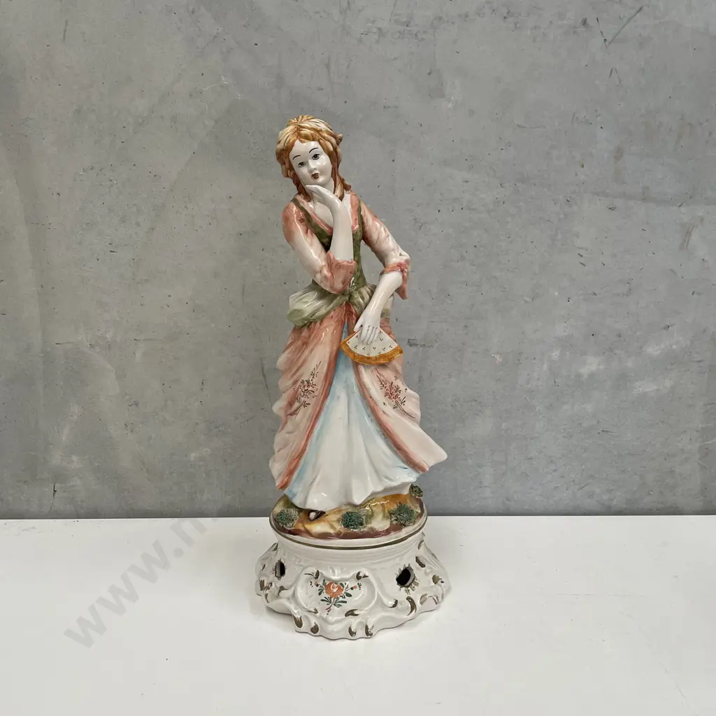 Vintage Continental Handpainted Ceramic Lady with Fan Figurine. H50cm Image 1++