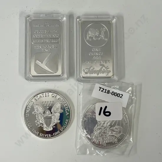 Collectors .999 Fine Silver Bars x 2 with USA Silver Dollar x 2