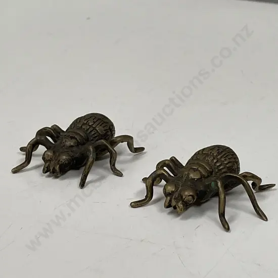 Pair Vintage Brass Spiders