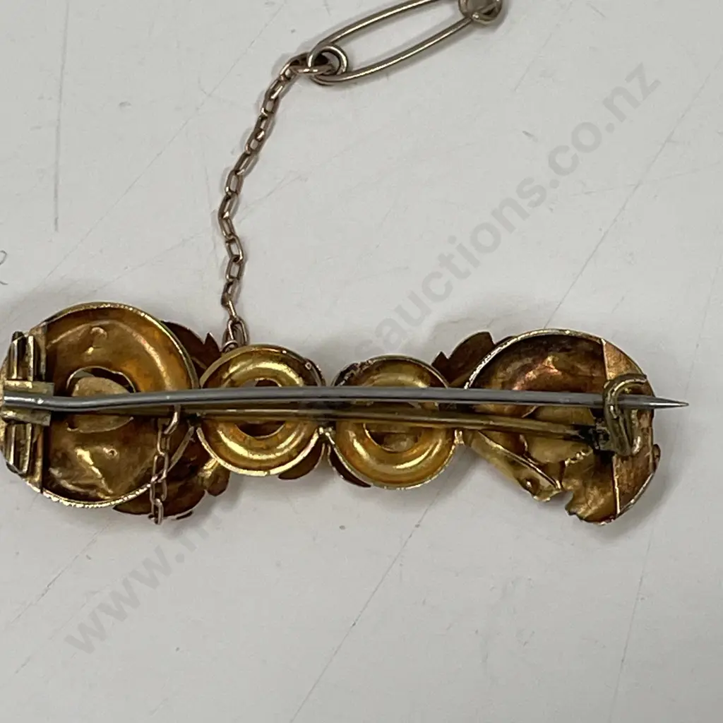 Vintage Gold and Gemstone Brooch. Unmarked Image 1++