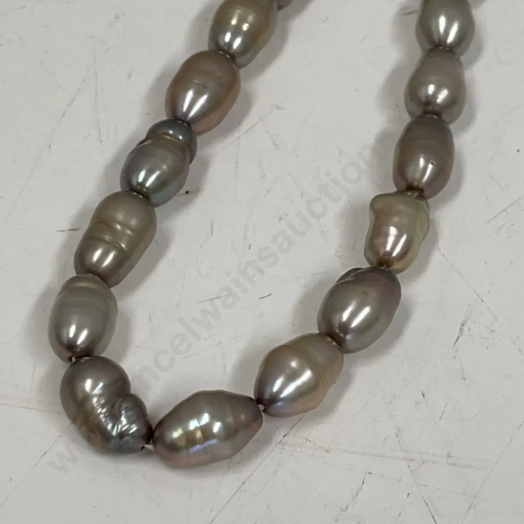 Stunning Freshwater Pearl? Necklace, Barogue Grey, Sterling link. Suggest viewing Image 1++