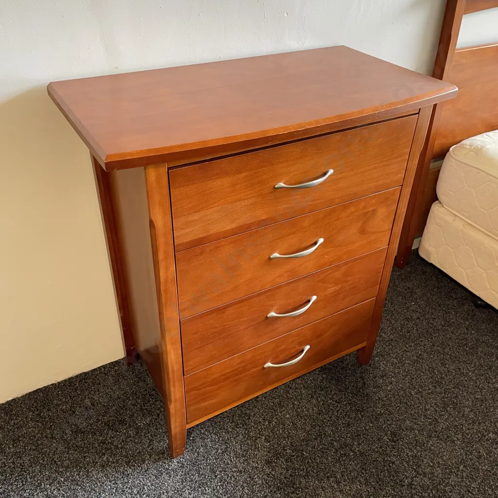 Ex Funnell's Furniture 4 Drawer Tall Boy, H96 W87 D46cm Image 1++