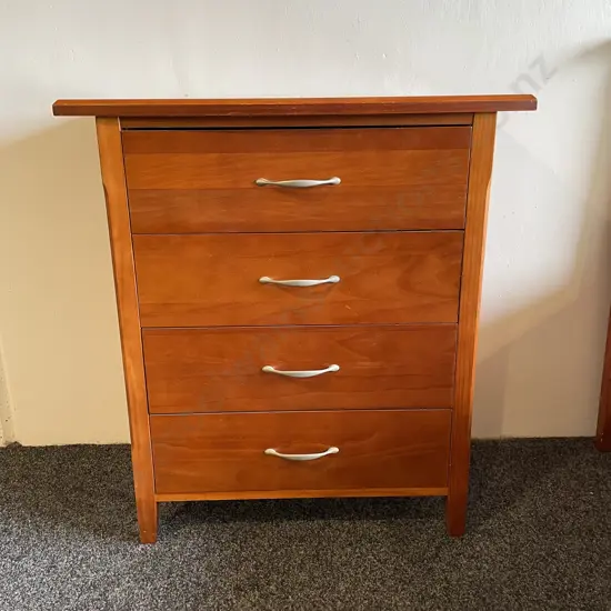 Ex Funnell's Furniture 4 Drawer Tall Boy, H96 W87 D46cm
